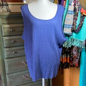 Eileen Fisher knit linen tank Blue, not purple Sz 3X